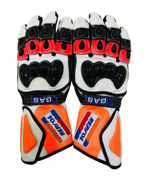 Repsol Honda Gloves MOTORBIKE RACING GLOVES Real Leather Biker Gloves co: 2510056